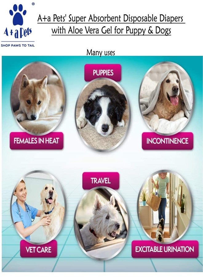 A+a Pets حفاضات A+a للحيوانات الأليفة فائقة الامتصاص للاستخدام مرة واحدة مع جل الصبار للجراء والكلاب الإناث (10 قطع/كيس) (صغير) - Image 5